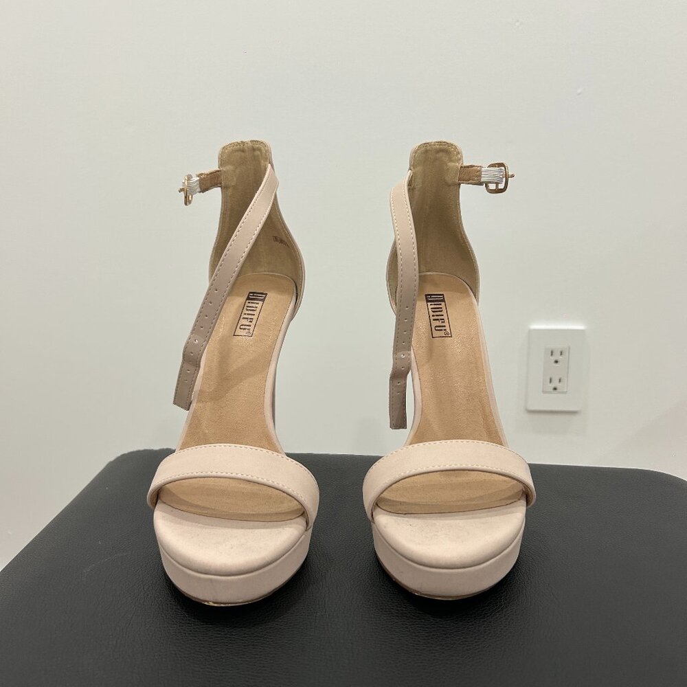 IDIFU Janice Stiletto Heel Sandals Women's Shoes Size 7, Nude Nubuck